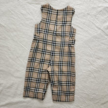 Load image into Gallery viewer, Vintage Neutral Plaid Long John Romper 12-18 months
