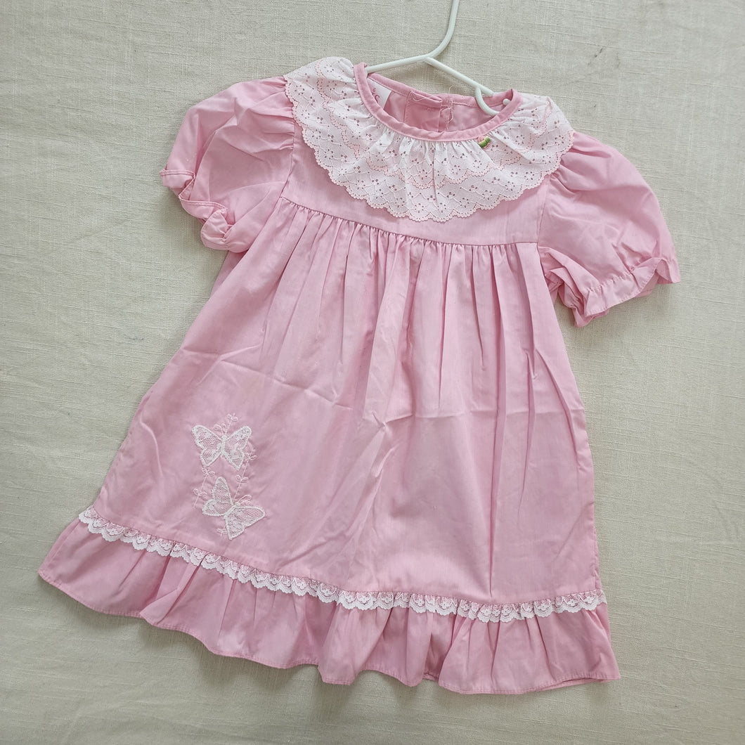 Vintage Pink Dress w/ Eyelet Bib kids 6