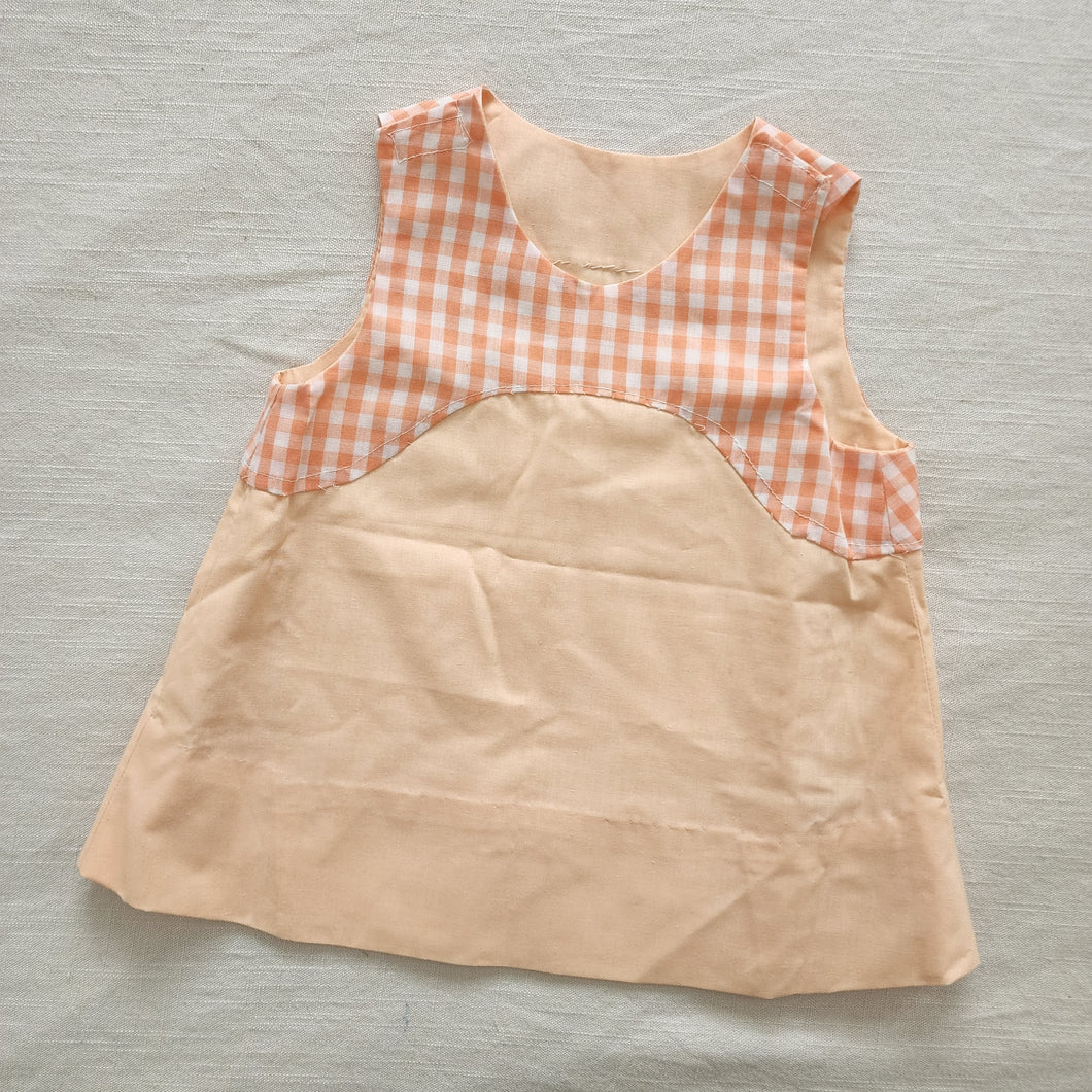 Vintage Peach Gingham Sleeveless Shirt 4t/5t