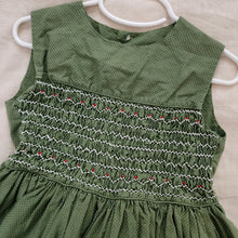 Load image into Gallery viewer, Vintage Smocked Mossy Polka Dot Dress 4t
