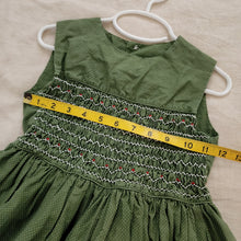 Load image into Gallery viewer, Vintage Smocked Mossy Polka Dot Dress 4t
