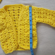 Load image into Gallery viewer, Vintage Yellow Crochet Sweater &amp; Bonnet 6-9 months
