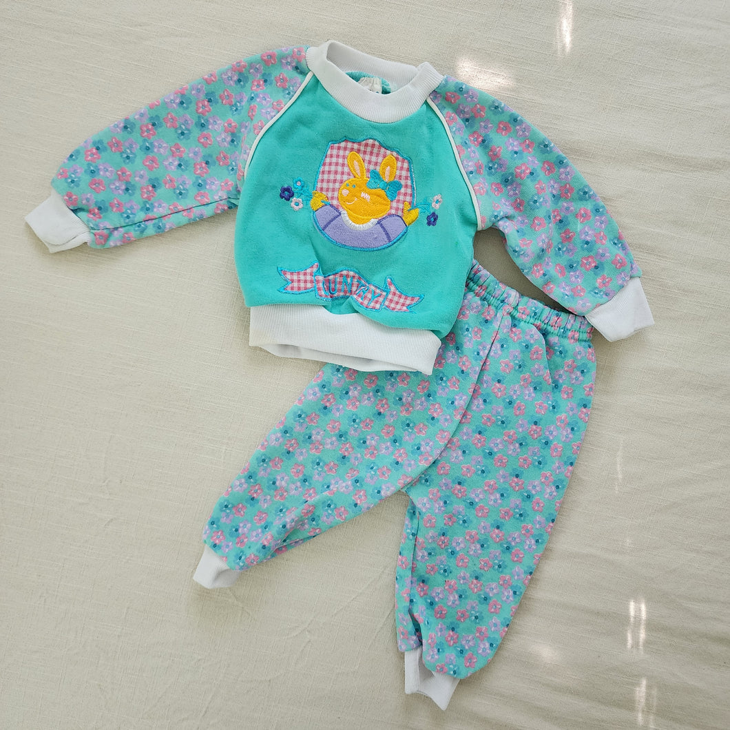 Vintage Bunny Floral Matching Set 3-6 months