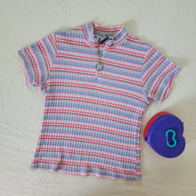 Load image into Gallery viewer, Vintage Striped Hoop Halfzip Shirt kids 12/14
