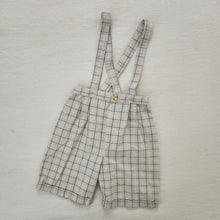Load image into Gallery viewer, Vintage Neutral Plaid Suspender Shorts 4t
