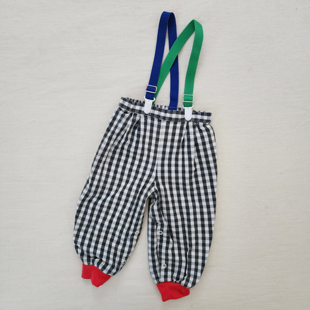 Vintage Plaid Color Pop Suspender Pants 18 months