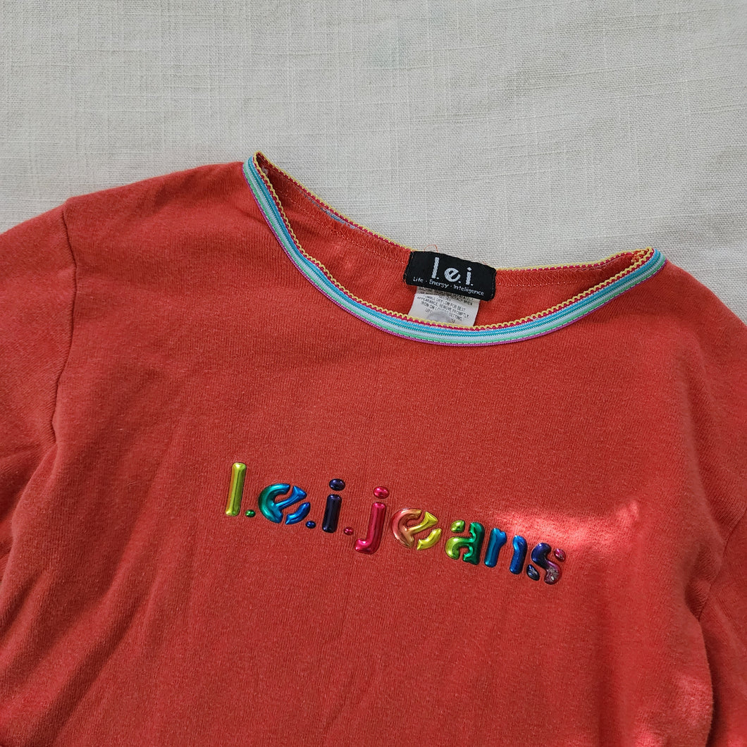 Vintage Y2K LEI Jeans Spellout Long Sleeve Shirt kids 7/8