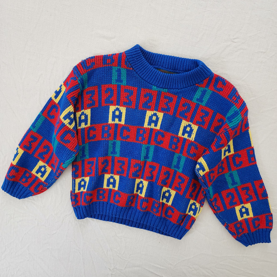 Vintage High Sierra Numbers & Letters Knit Sweater kids 6