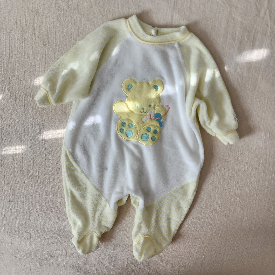 Vintage Bear Terrycloth Footed PJs 3-6 months