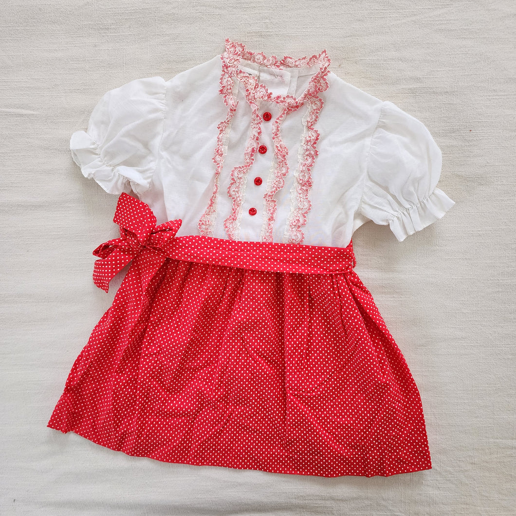 Vintage Red & White Swiss Dot Dress 3t/4t