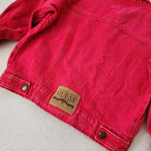 Load image into Gallery viewer, Vintage Guess Leather Patch Red Jean Jacket 5t
