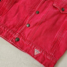 Load image into Gallery viewer, Vintage Guess Leather Patch Red Jean Jacket 5t
