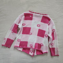 Load image into Gallery viewer, Vintage Pink Checkerboard Floral Knit Sweater 5t/6
