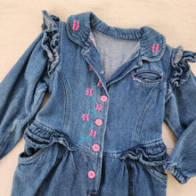 Load image into Gallery viewer, Vintage Denim Ruffled Bodysuit 3t *flaw
