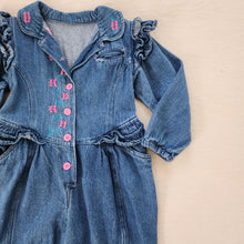 Load image into Gallery viewer, Vintage Denim Ruffled Bodysuit 3t *flaw
