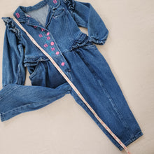 Load image into Gallery viewer, Vintage Denim Ruffled Bodysuit 3t *flaw
