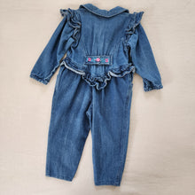 Load image into Gallery viewer, Vintage Denim Ruffled Bodysuit 3t *flaw
