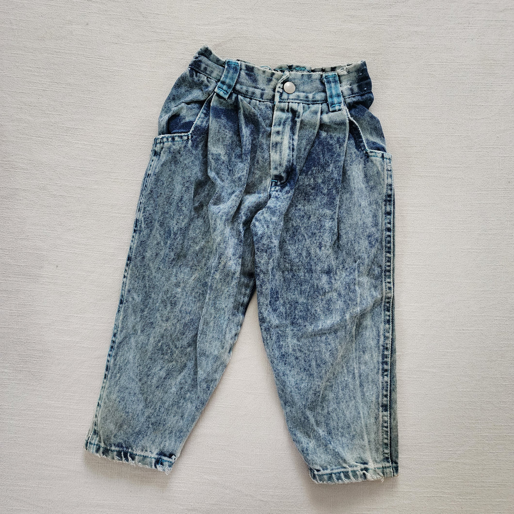 Vintage Acid Wash Pleated Front Jeans