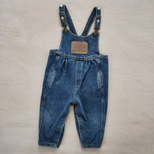 Load image into Gallery viewer, Vintage Guess Leather Patch Clip Overalls 24 months
