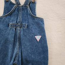 Load image into Gallery viewer, Vintage Guess Leather Patch Clip Overalls 24 months
