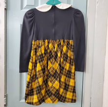 Load image into Gallery viewer, Vintage Yellow Plaid Bow Tie Dress girls 10
