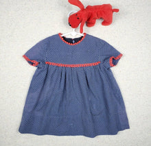 Load image into Gallery viewer, Vintage Dotted Navy &amp; Red Dress 2t
