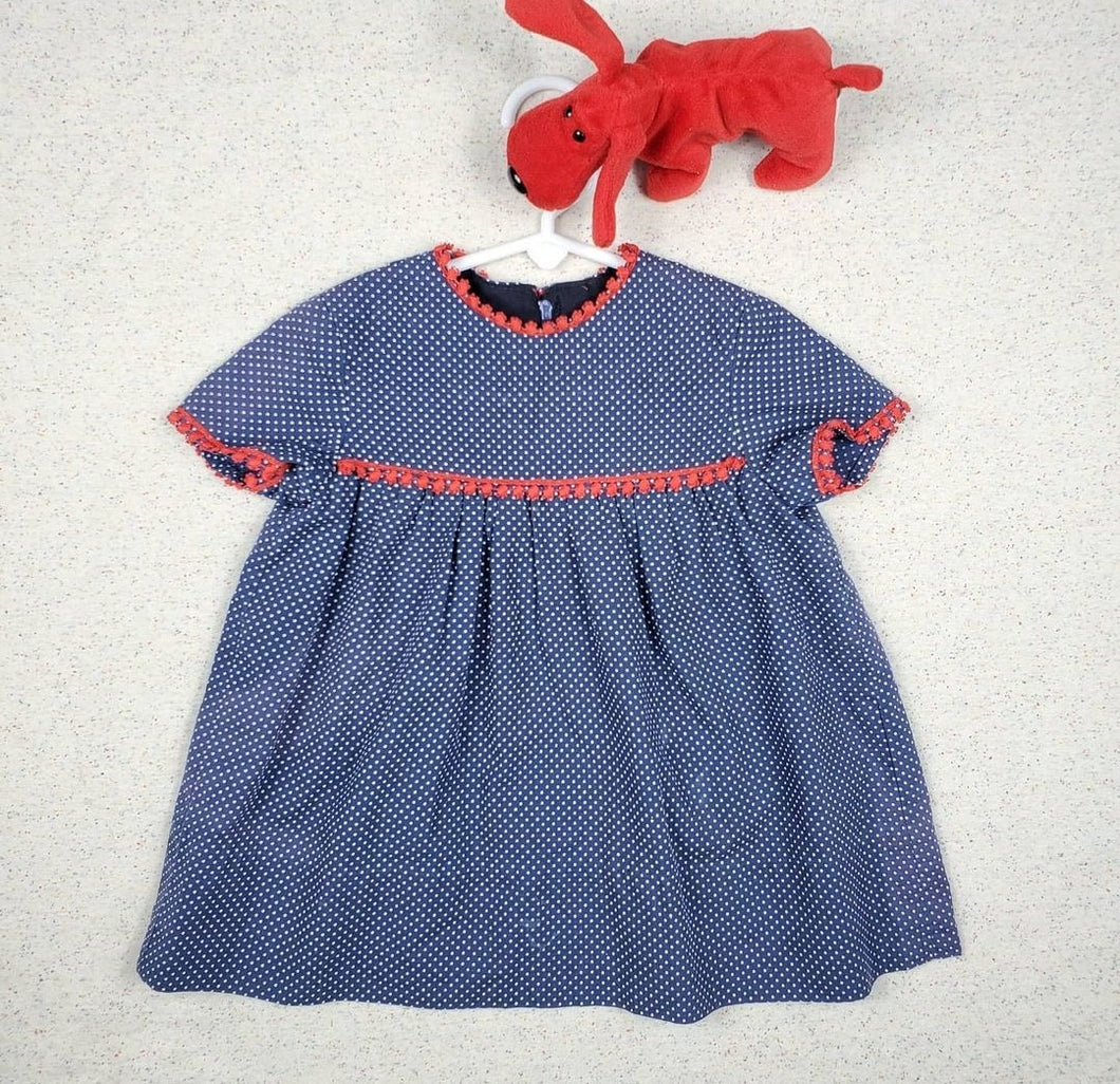 Vintage Dotted Navy & Red Dress 2t