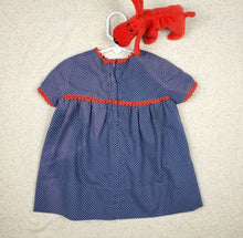 Load image into Gallery viewer, Vintage Dotted Navy &amp; Red Dress 2t
