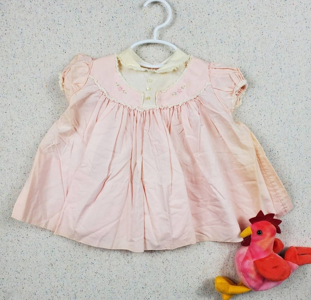 Vintage Dusty Pink Collared Dress 12 months